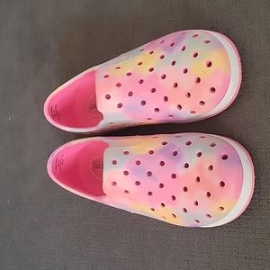Little girls croc style shoes rainbow